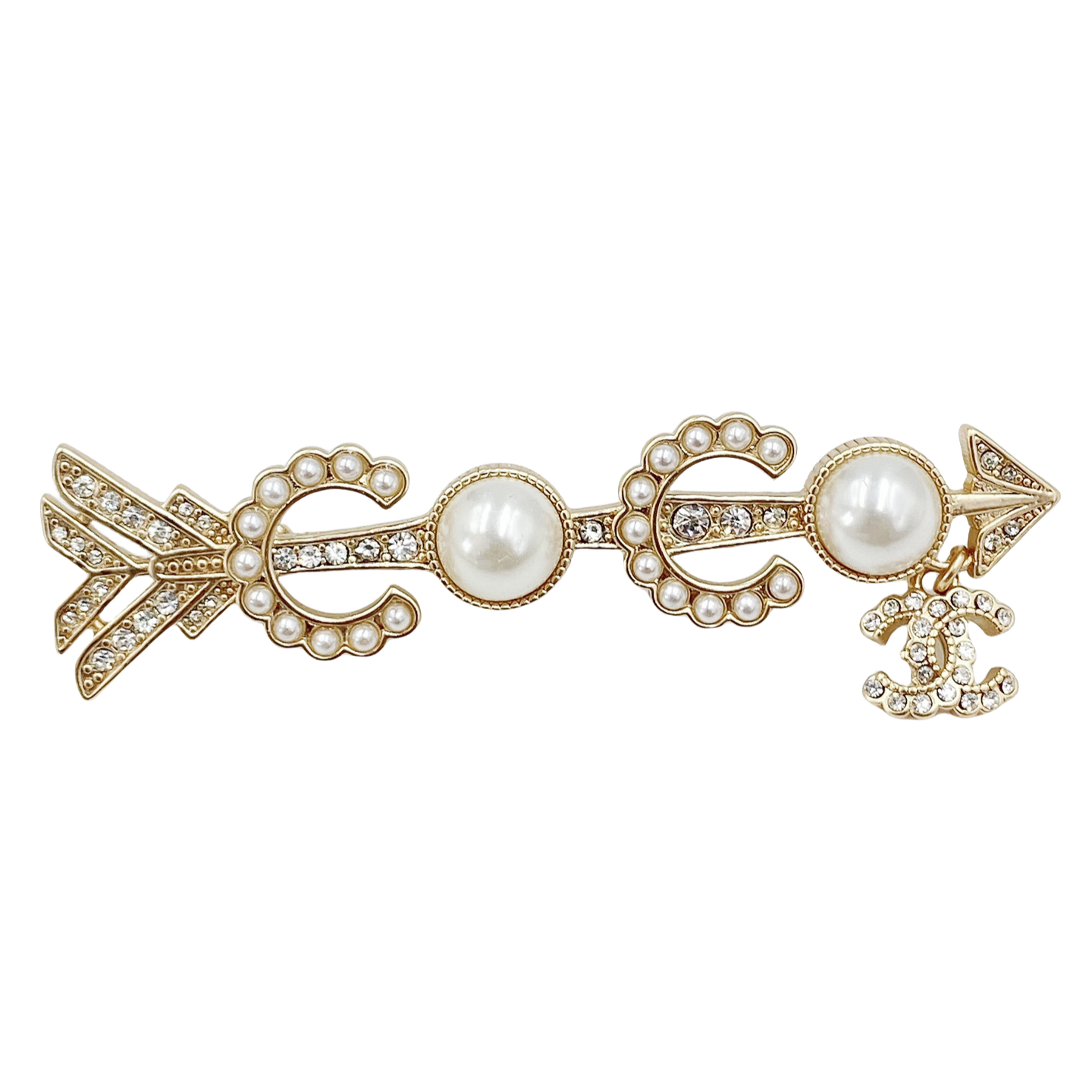 BCB139 Coco arrowhead brooch pin with pearl and crystal - ccfashionjewelry