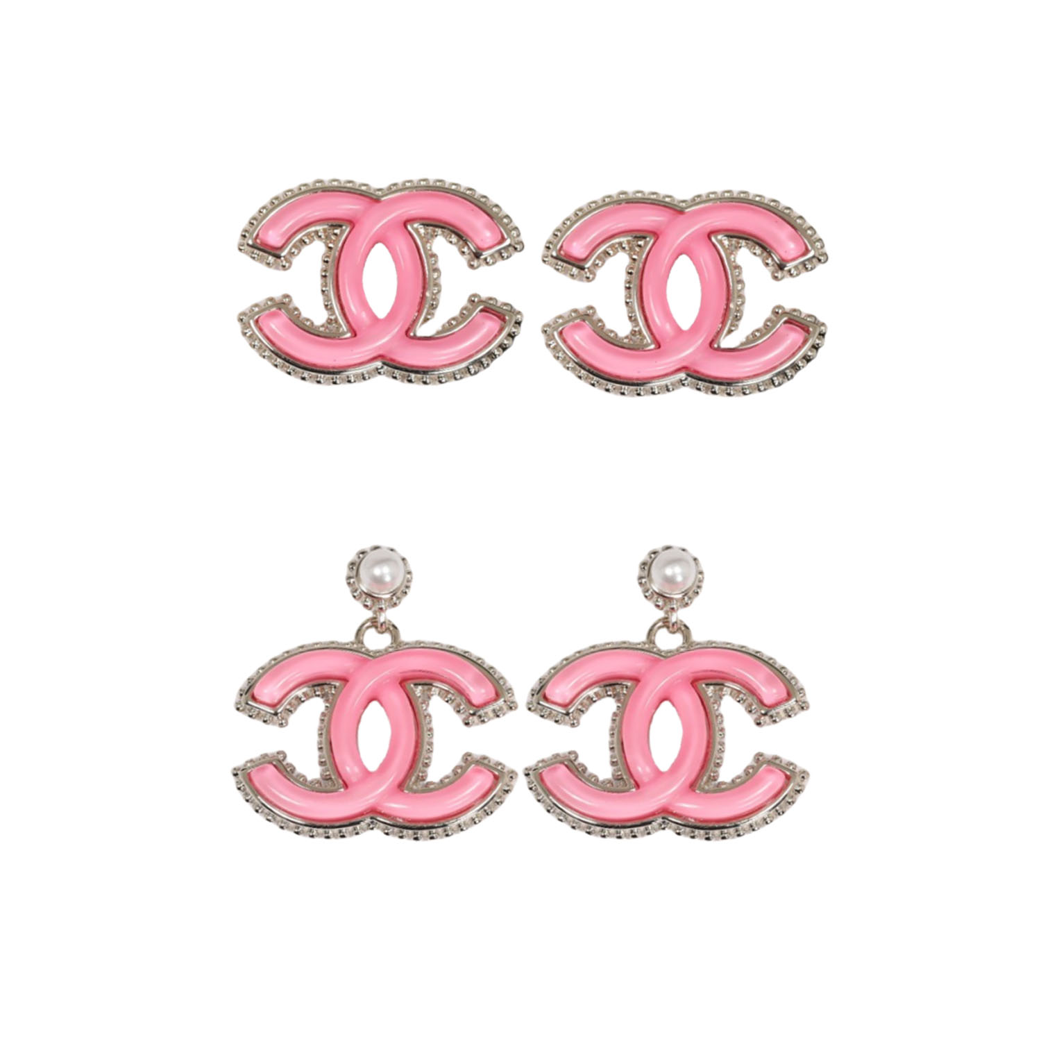 CCE610 Pink CC logo earring - ccjewelryacc