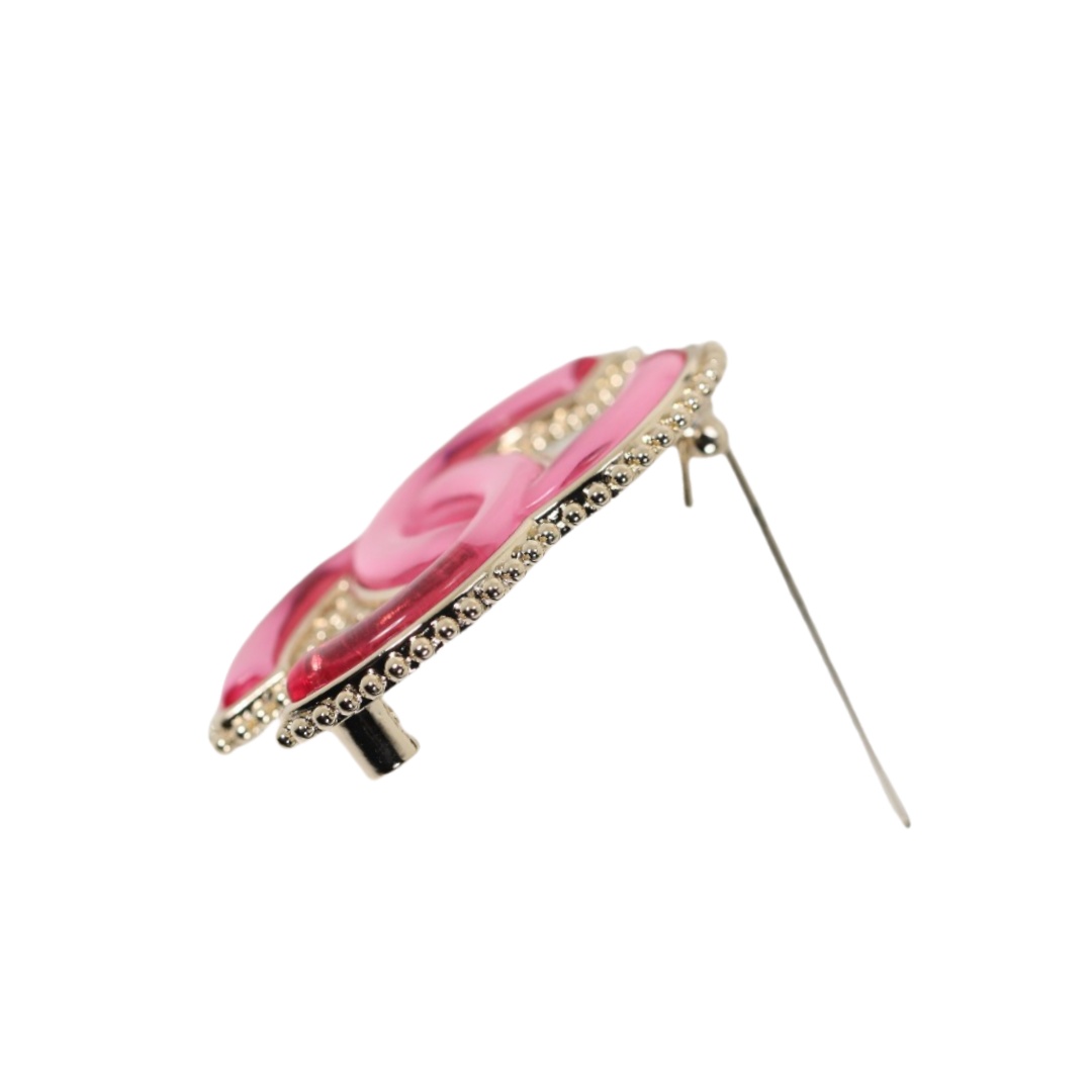 BCB325 24P Pink CC logo brooch pin - ccjewelryacc