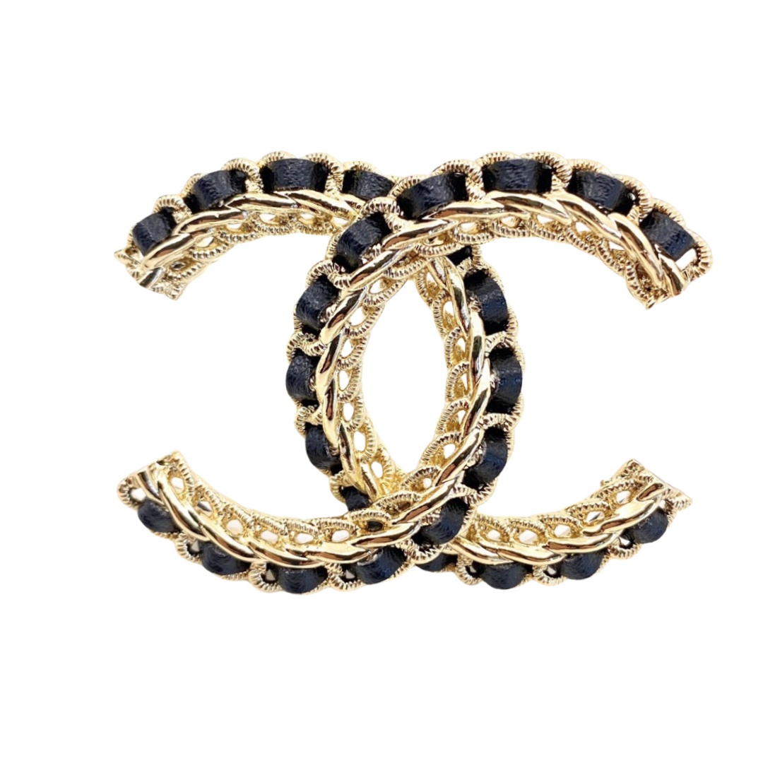 BCB211 Metal leather Double C brooch Pin - ccjewelryacc