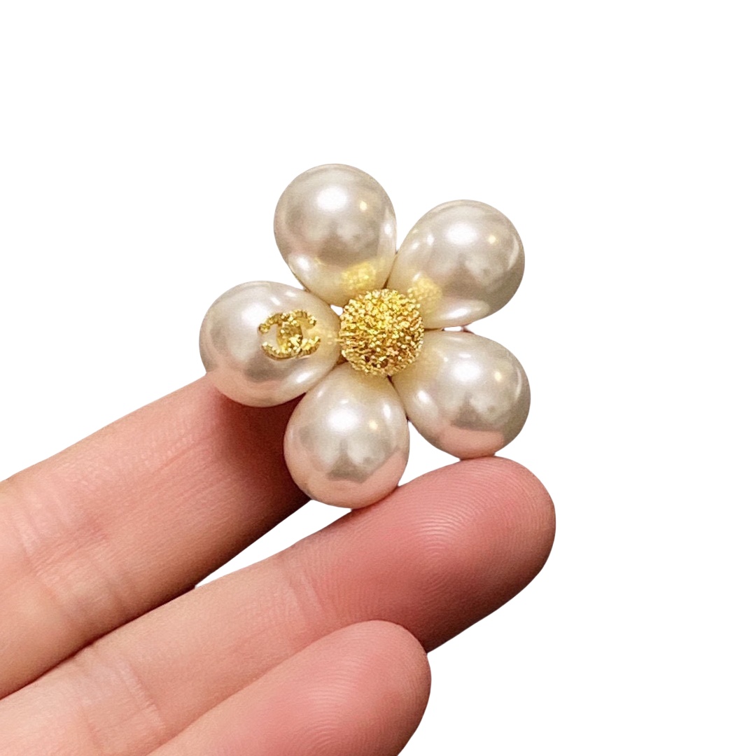 BCB390 CC pearl flower pin brooch - ccjewelryacc