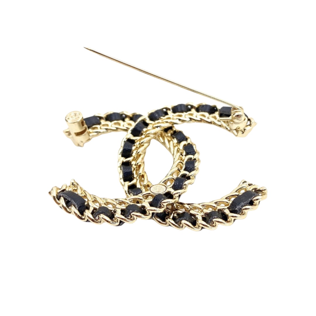 BCB211 Metal leather Double C brooch Pin - ccjewelryacc