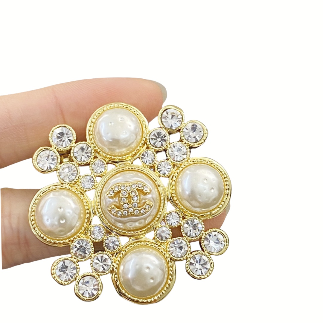 BCB365 Vintage Mary style pearl and crystal cross cc brooch pin - ccfashionjewelry