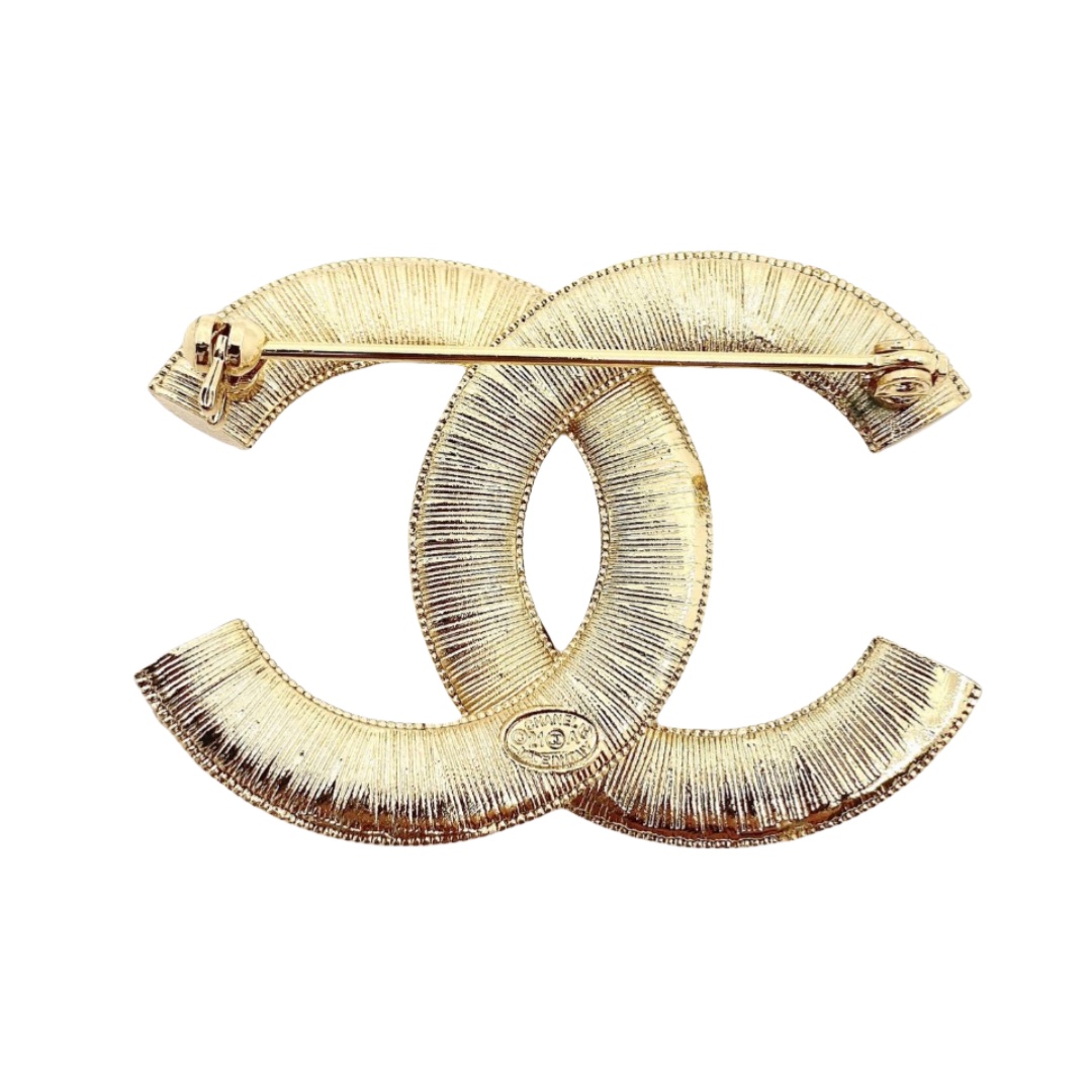 BCB023 Cross Diamond check crystal CC logo brooch - ccjewelryacc