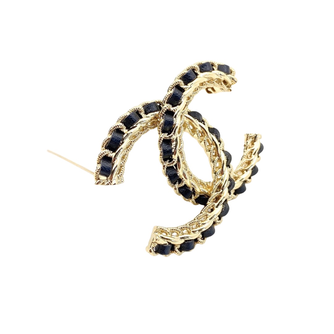 BCB211 Metal leather Double C brooch Pin - ccjewelryacc