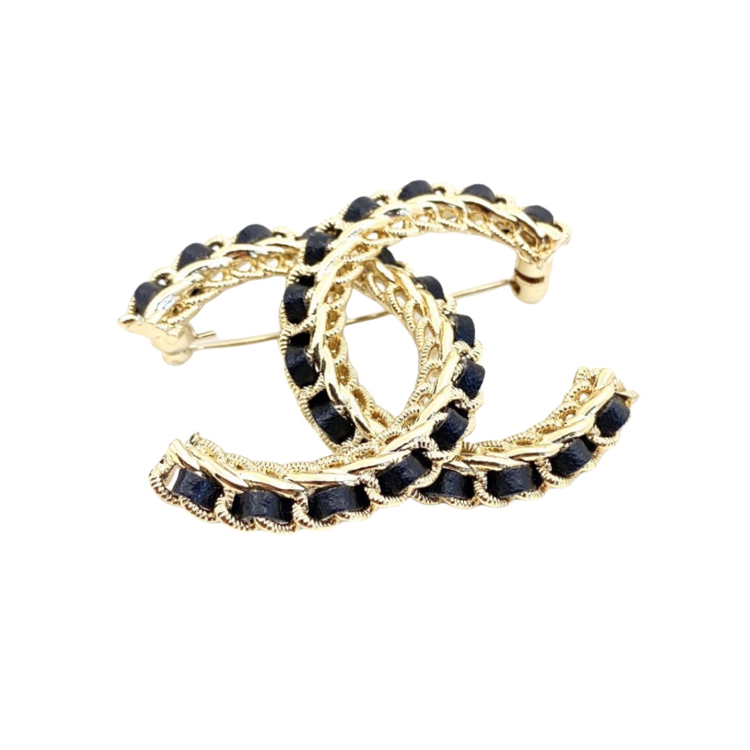 BCB211 Metal leather Double C brooch Pin - ccjewelryacc