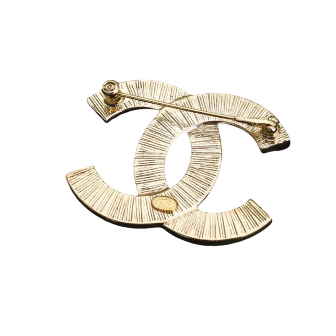 BCB362 Resin and  crystal CC logo brooch - ccjewelryacc