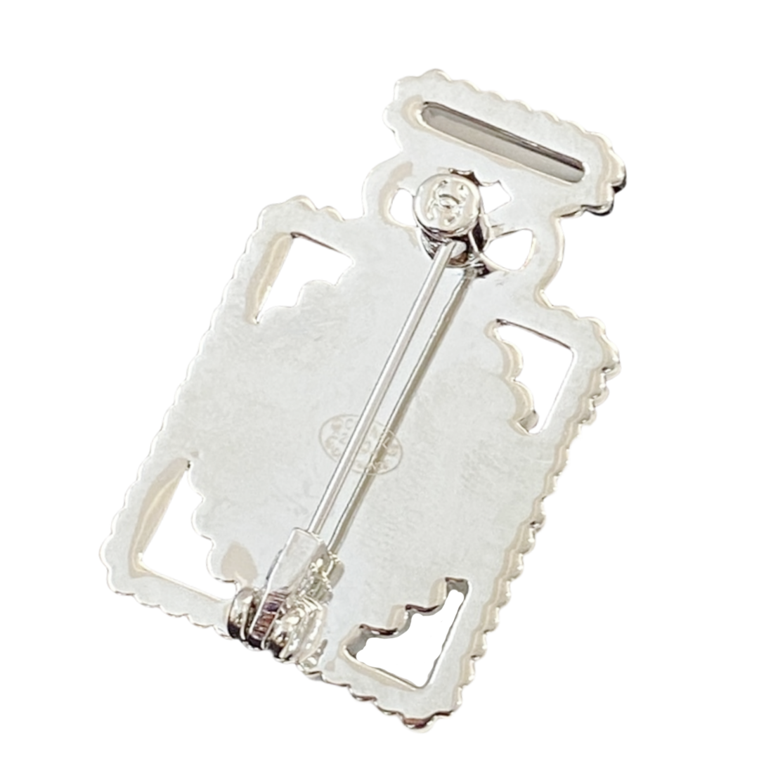 BCB183 22A crystal and black leather perfume bottl with CC logo brooch pin - ccjewelryacc