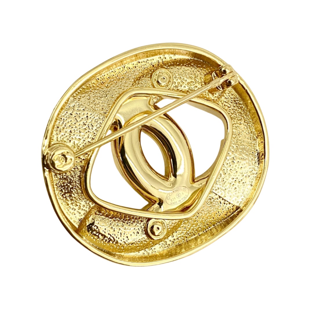 BCB315 24A Hollow-out pearl square cc logo brooch pin - ccjewelryacc