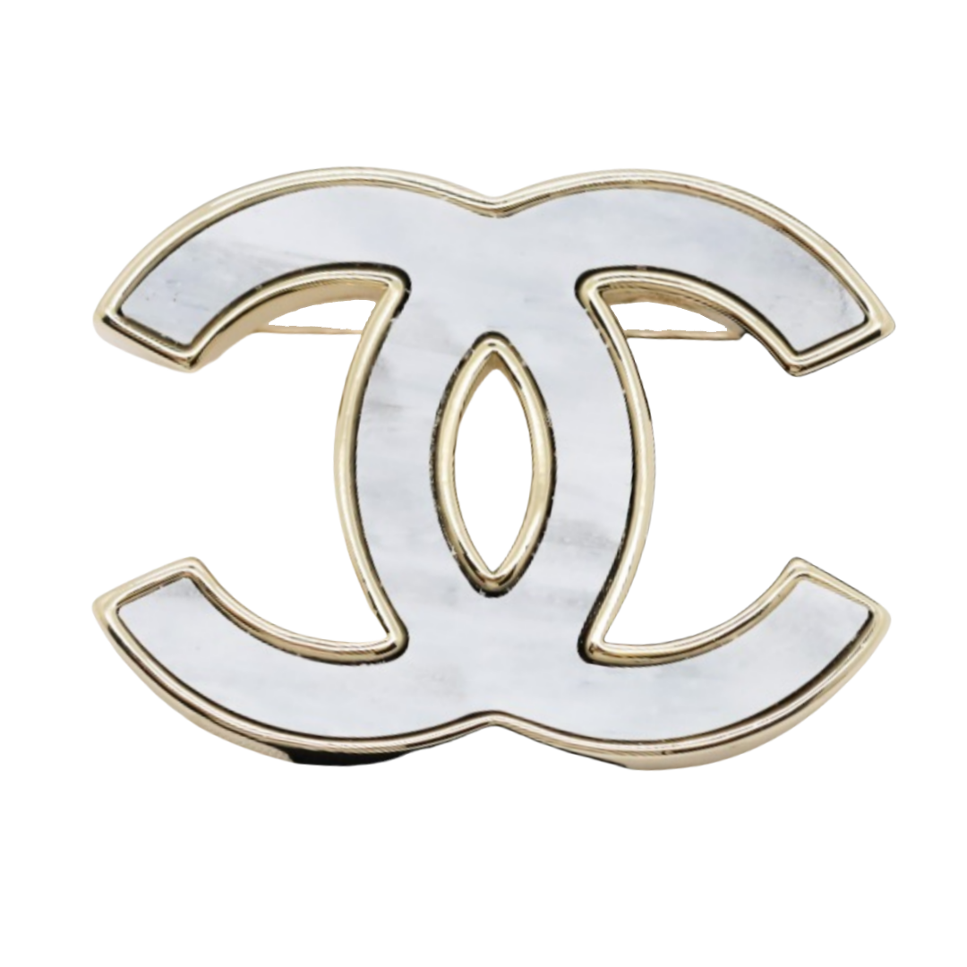 BCB280 Metal marbling CC logo brooch pin - ccjewelryacc