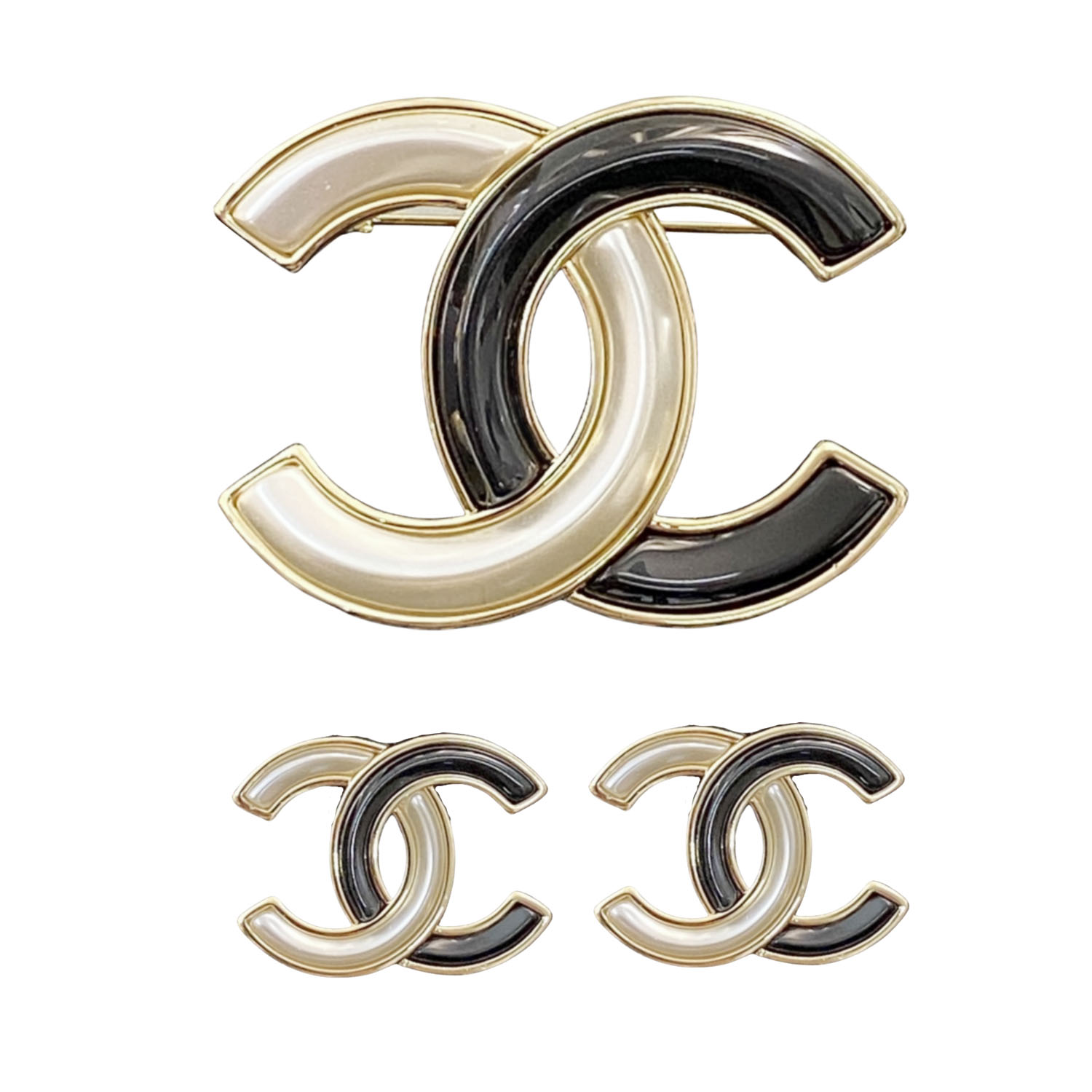 BCB402 Metal Enamel Black and white brooch pin - ccjewelryacc