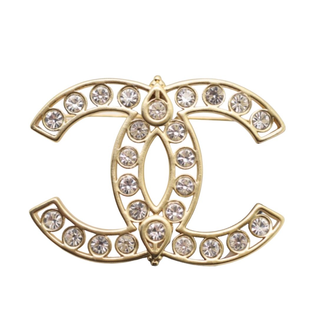 BCB287 Rhinestone CC logo brooch pin - ccjewelryacc