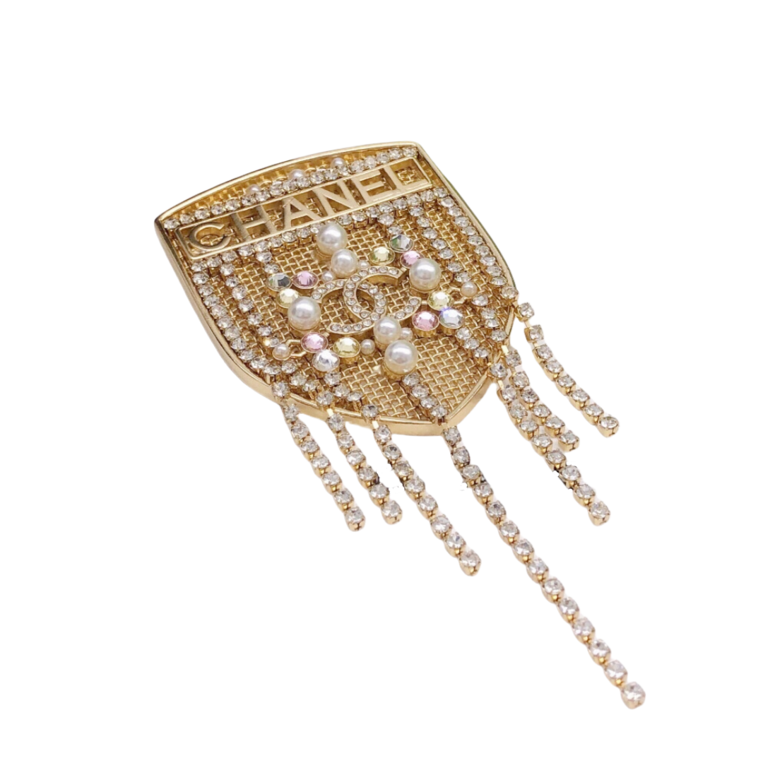 BCB409 Vintage crystal Shield badge brooch pin - ccjewelryacc