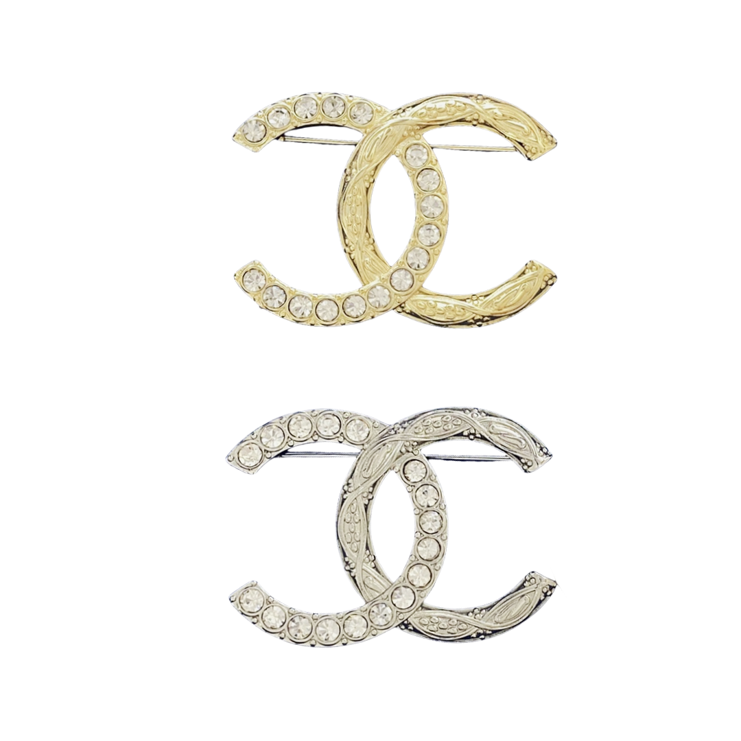 BCB383 24A Métiers d’art Collection Metal Swarovski crystal CC brooch pin - ccjewelryacc