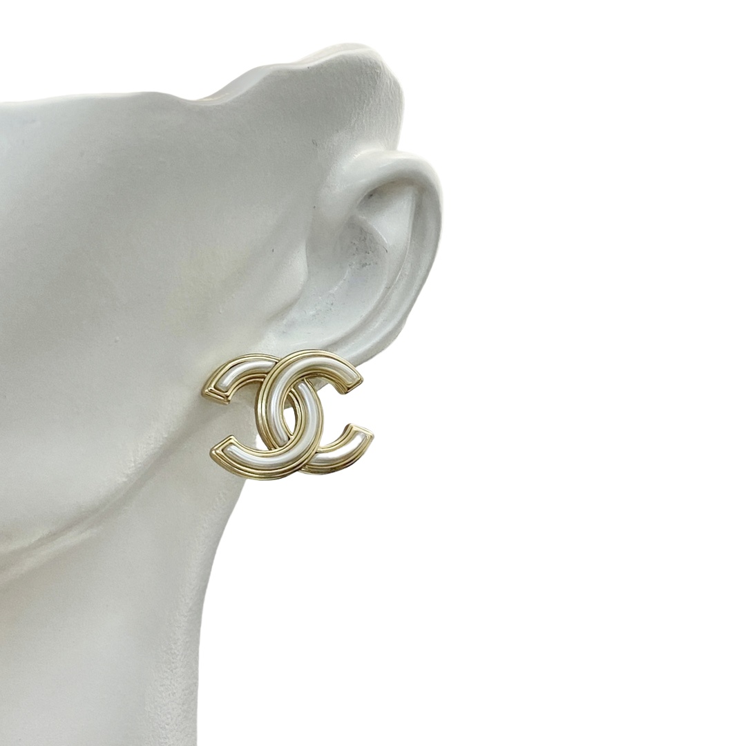 BCB412 Glaze enamel pearl Swarovski crystal with cc logo brooch pin - ccjewelryacc