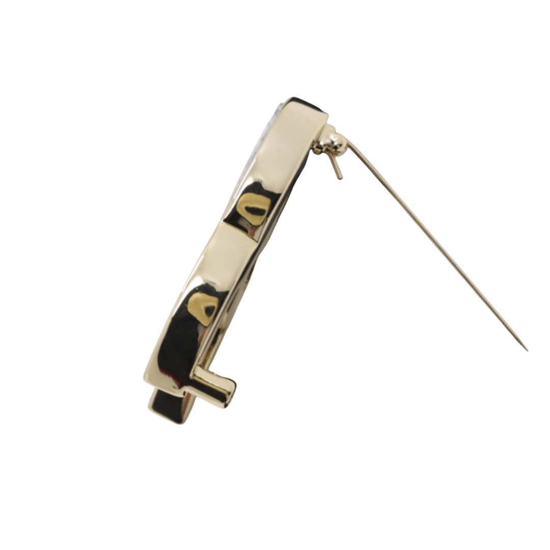 BCB280 Metal marbling CC logo brooch pin - ccjewelryacc