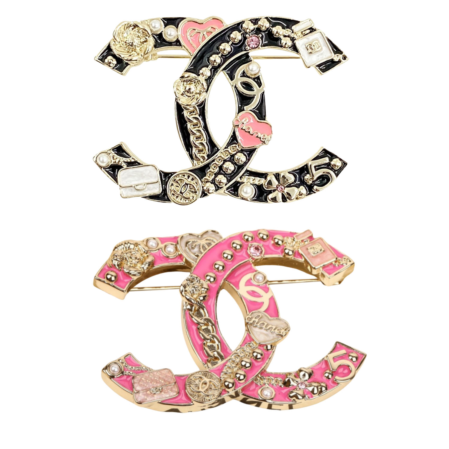 BCB349 Enamel CC brooch - ccjewelryacc
