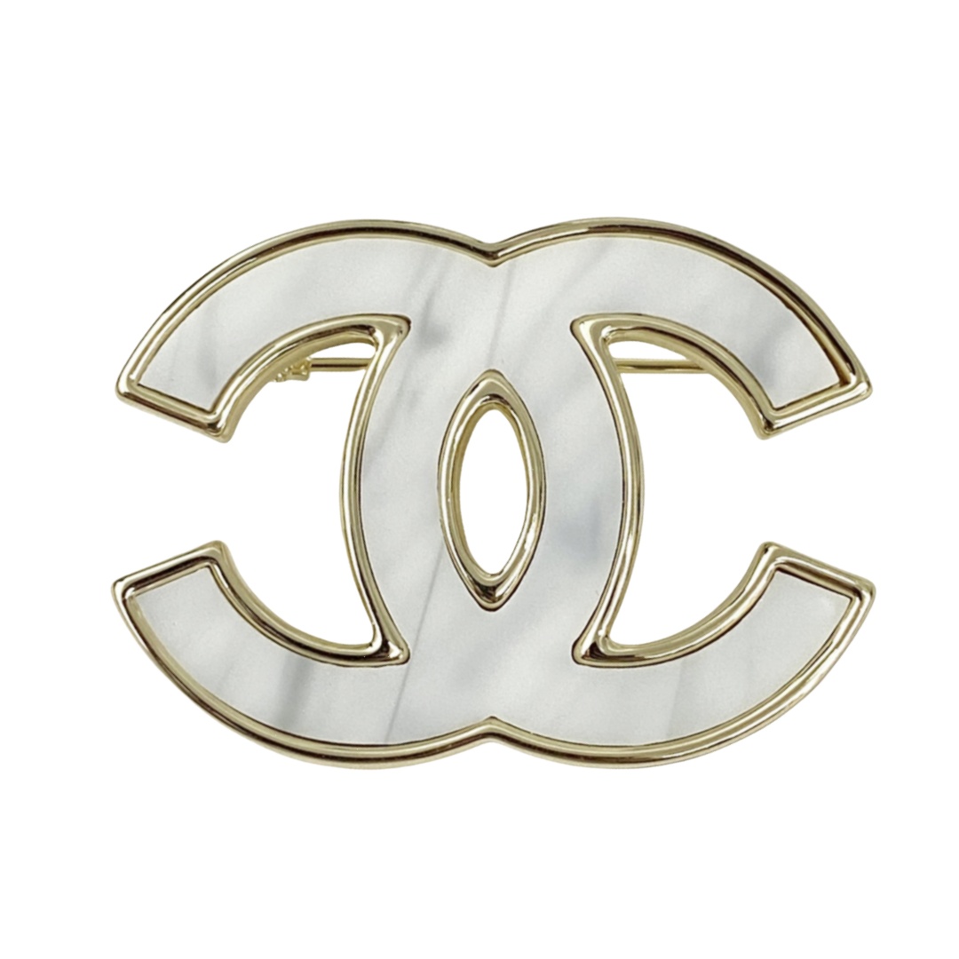 BCB280 Metal marbling CC logo brooch pin - ccjewelryacc