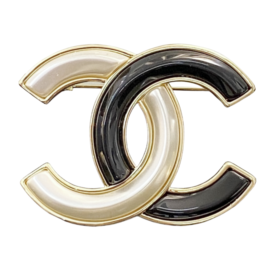 BCB402 Metal Enamel Black and white brooch pin - ccjewelryacc