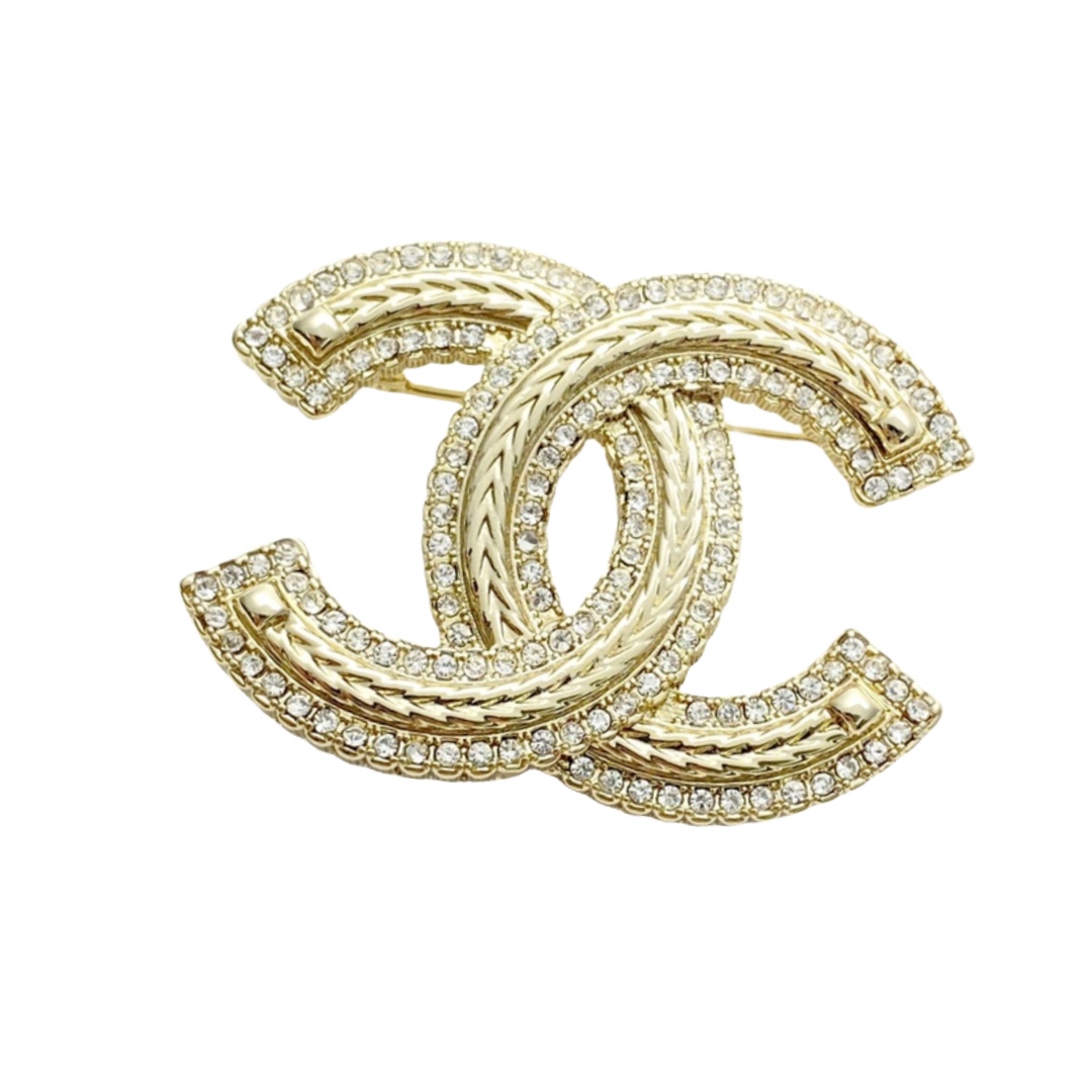BCB341 24K Snake chain with crystals CC logo brooch - ccjewelryacc