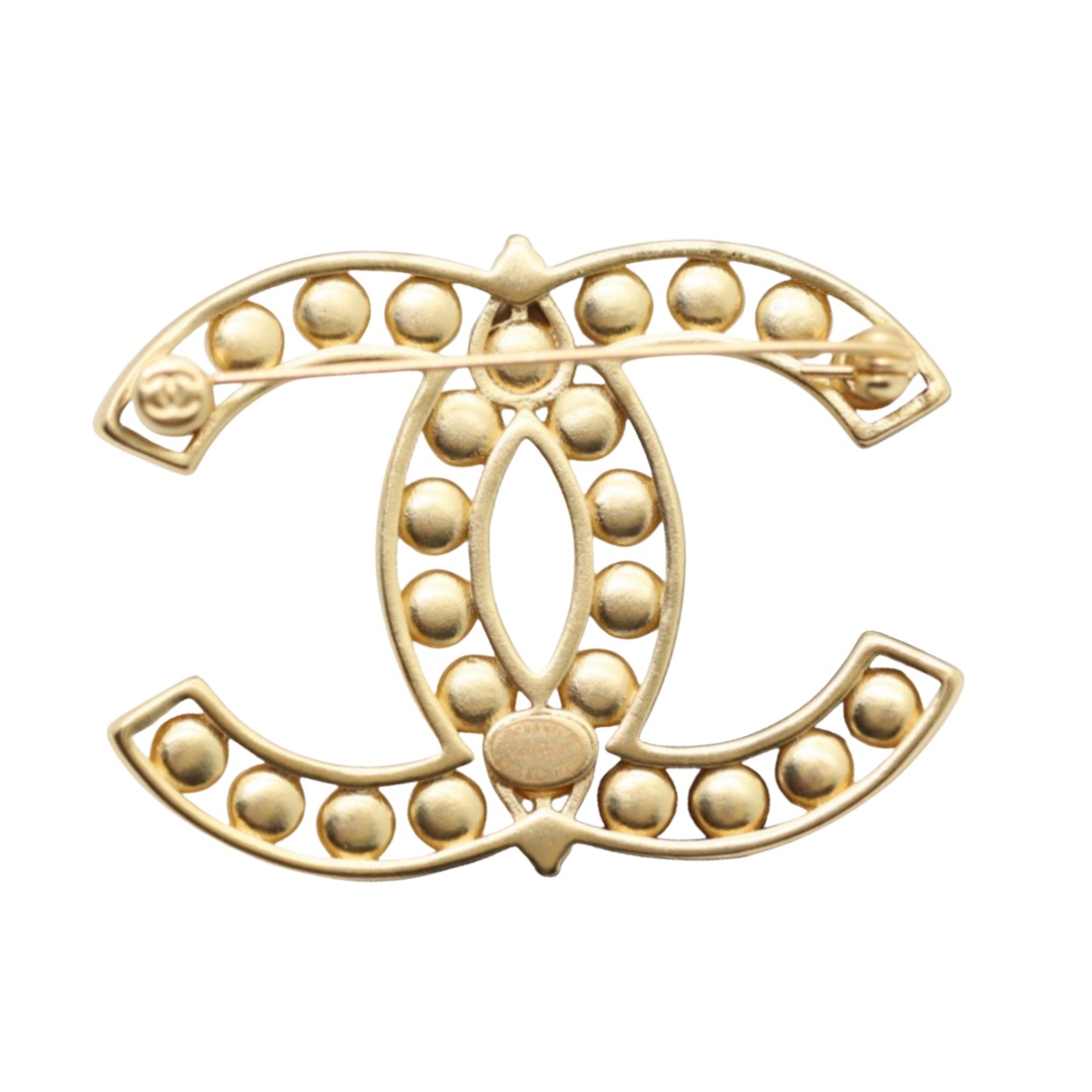 BCB287 Rhinestone CC logo brooch pin - ccjewelryacc