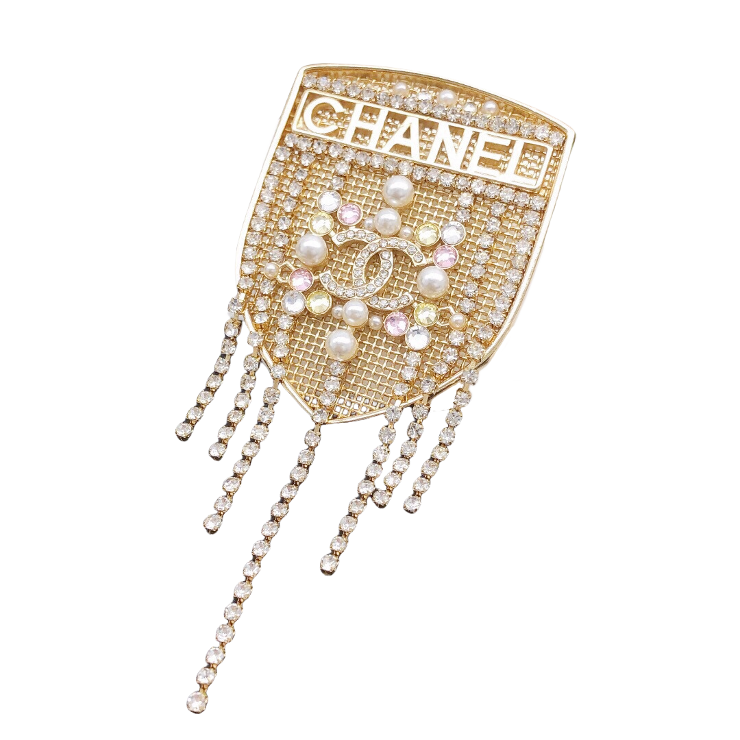 BCB409 Vintage crystal Shield badge brooch pin - ccjewelryacc