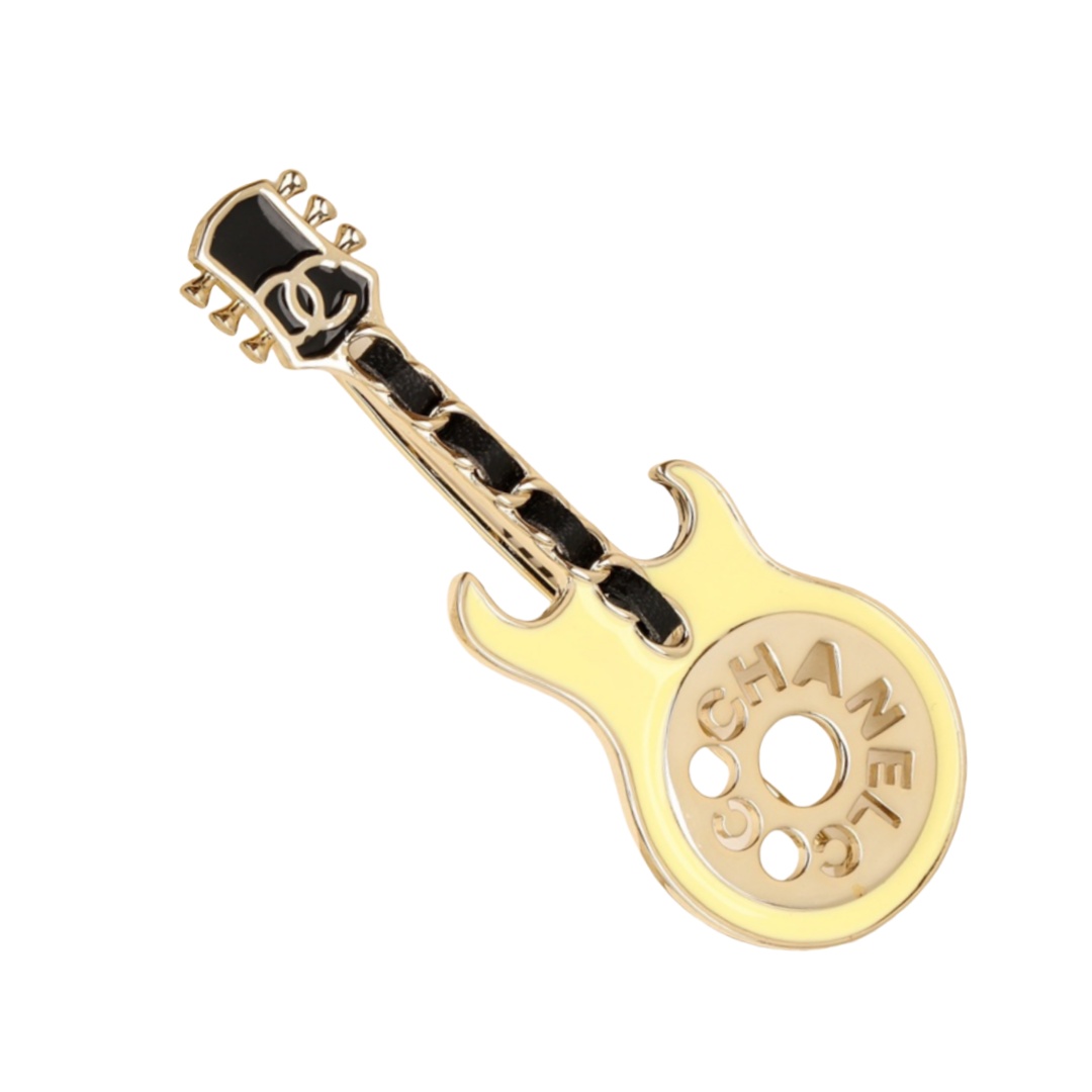 BCB423 Metal leather enamel Guitar brooch pin - ccjewelryacc
