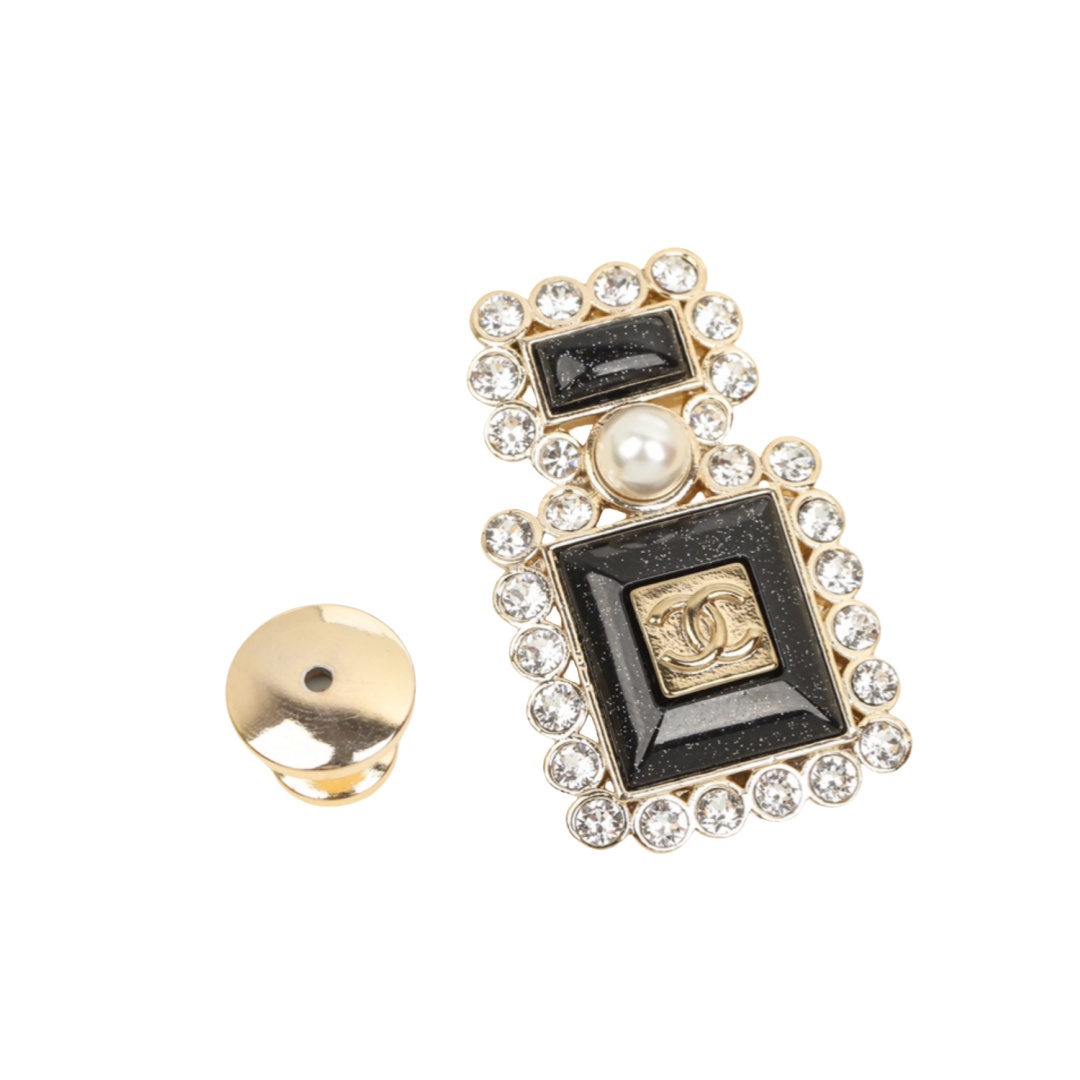 BCB194 Crtstal and Pearl perfume bottle with CC logo brooch - ccjewelryacc