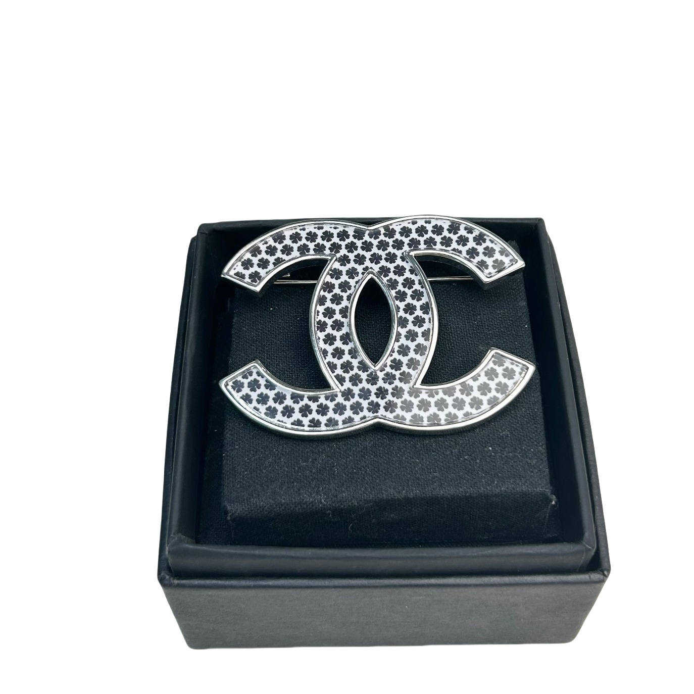 BCB352 24S black Four Leaf Clover enamel cc brooch pin - ccjewelryacc