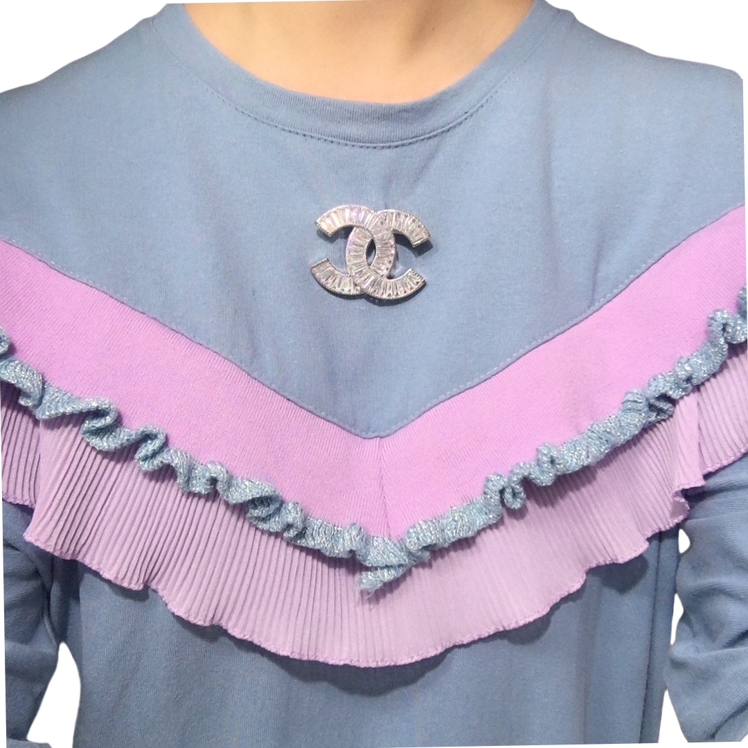 BCB395 Full rectangle diamond cc logo brooch pin in silver - ccjewelryacc