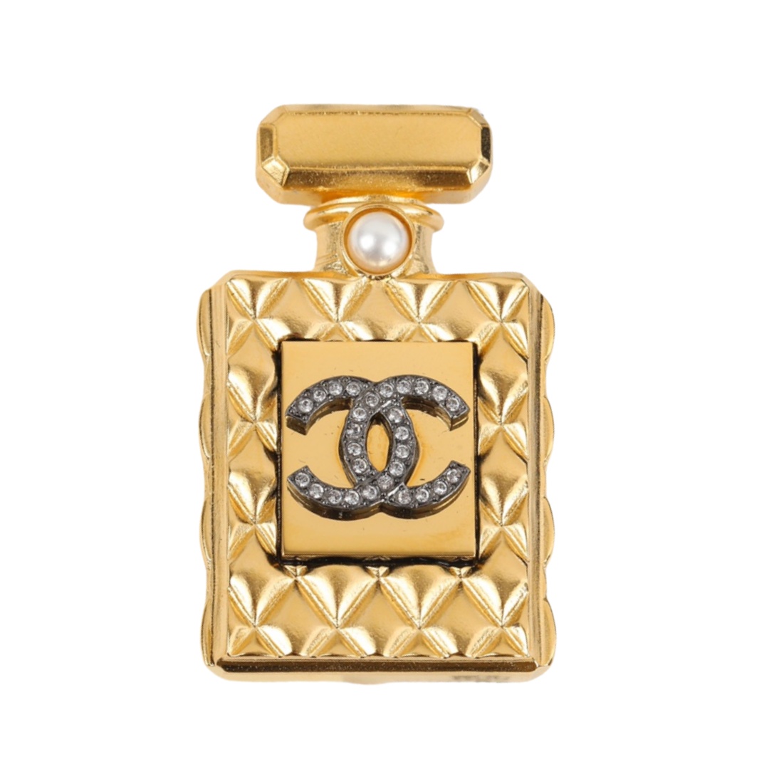 BCB484 20A Vintage Gold perfume bottle brooch pin - ccjewelryacc