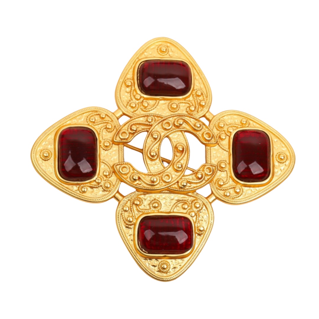 BCB489 Vintage Metal gold cross court Royal style brooch pin - ccfashionjewelry