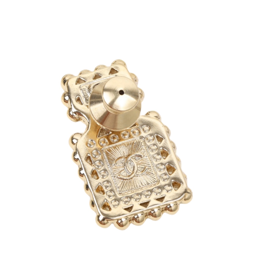 BCB194 Crtstal and Pearl perfume bottle with CC logo brooch - ccjewelryacc
