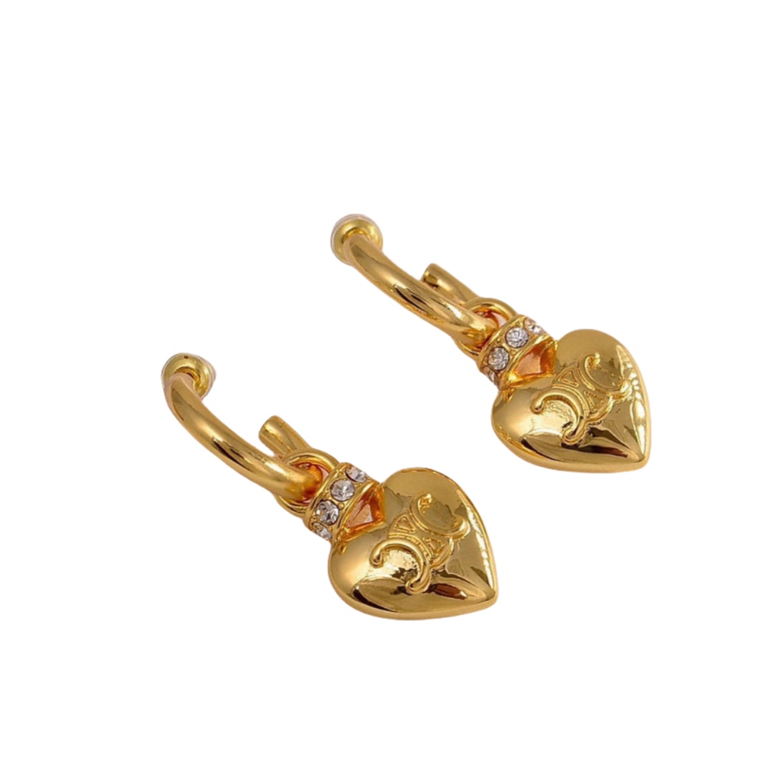 CLE079 Ciline Act de Triomphe Heart hook earring in metal and crystal - ccjewelryacc