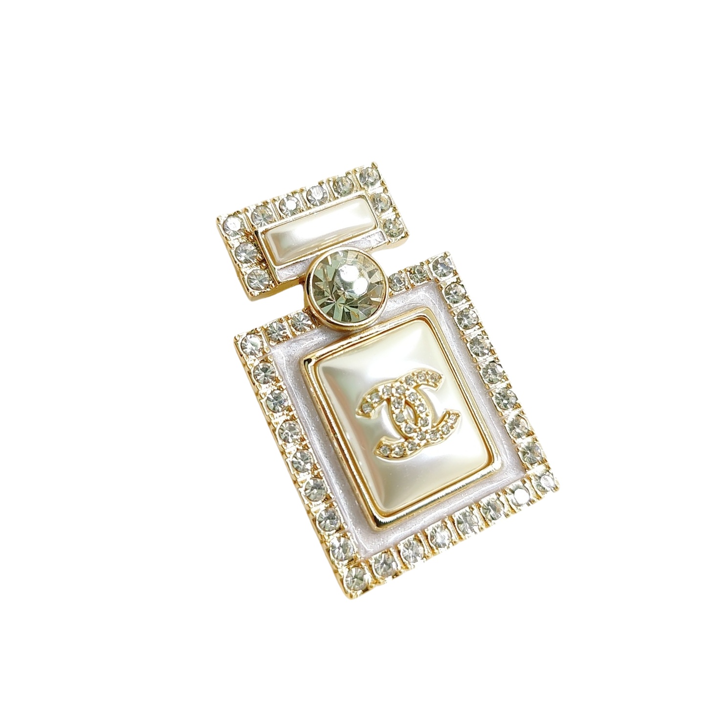 BCB424 Crystal Resin perfume bottle with cc logo brooch pin - ccfashionjewelry