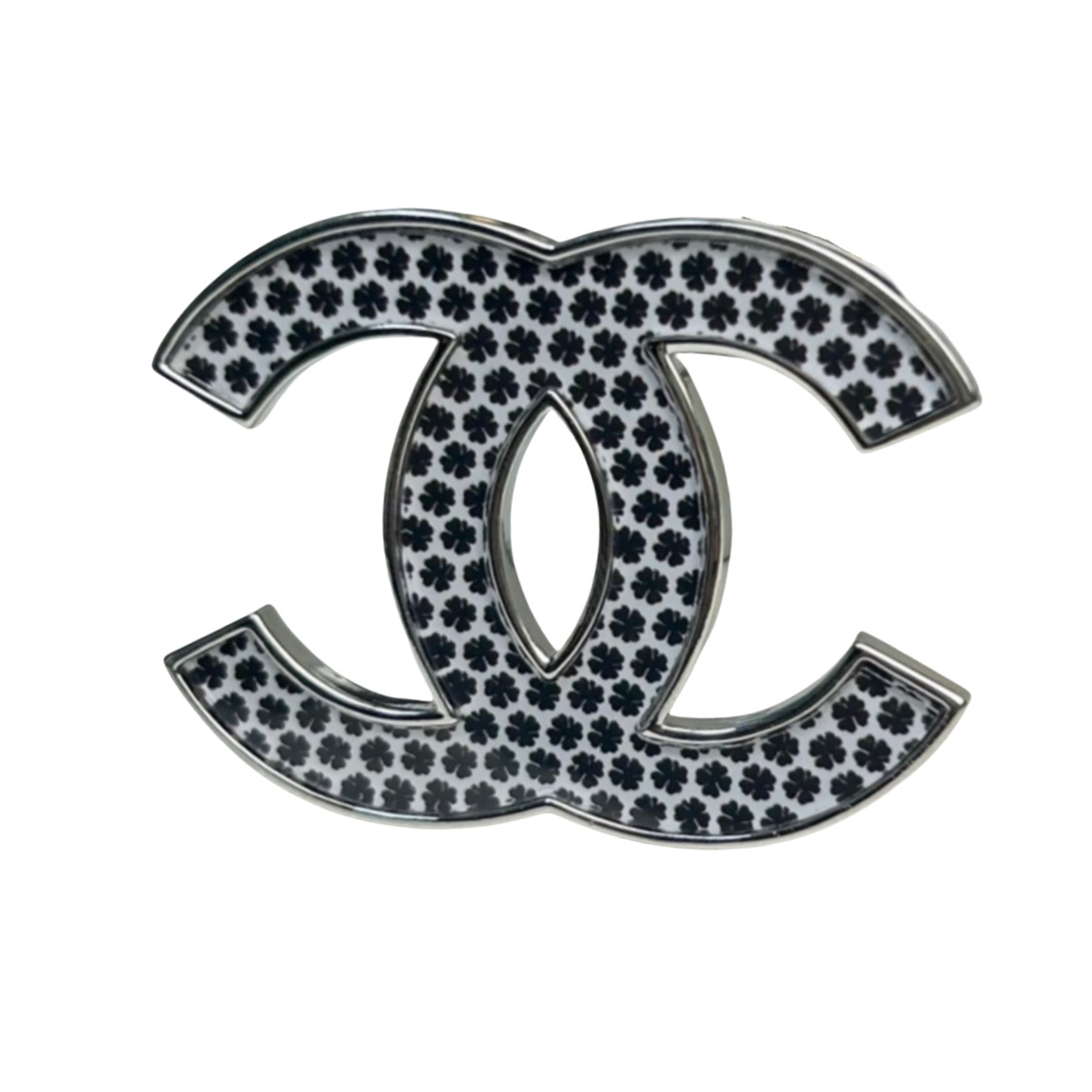 BCB352 24S black Four Leaf Clover enamel cc brooch pin - ccfashionjewelry