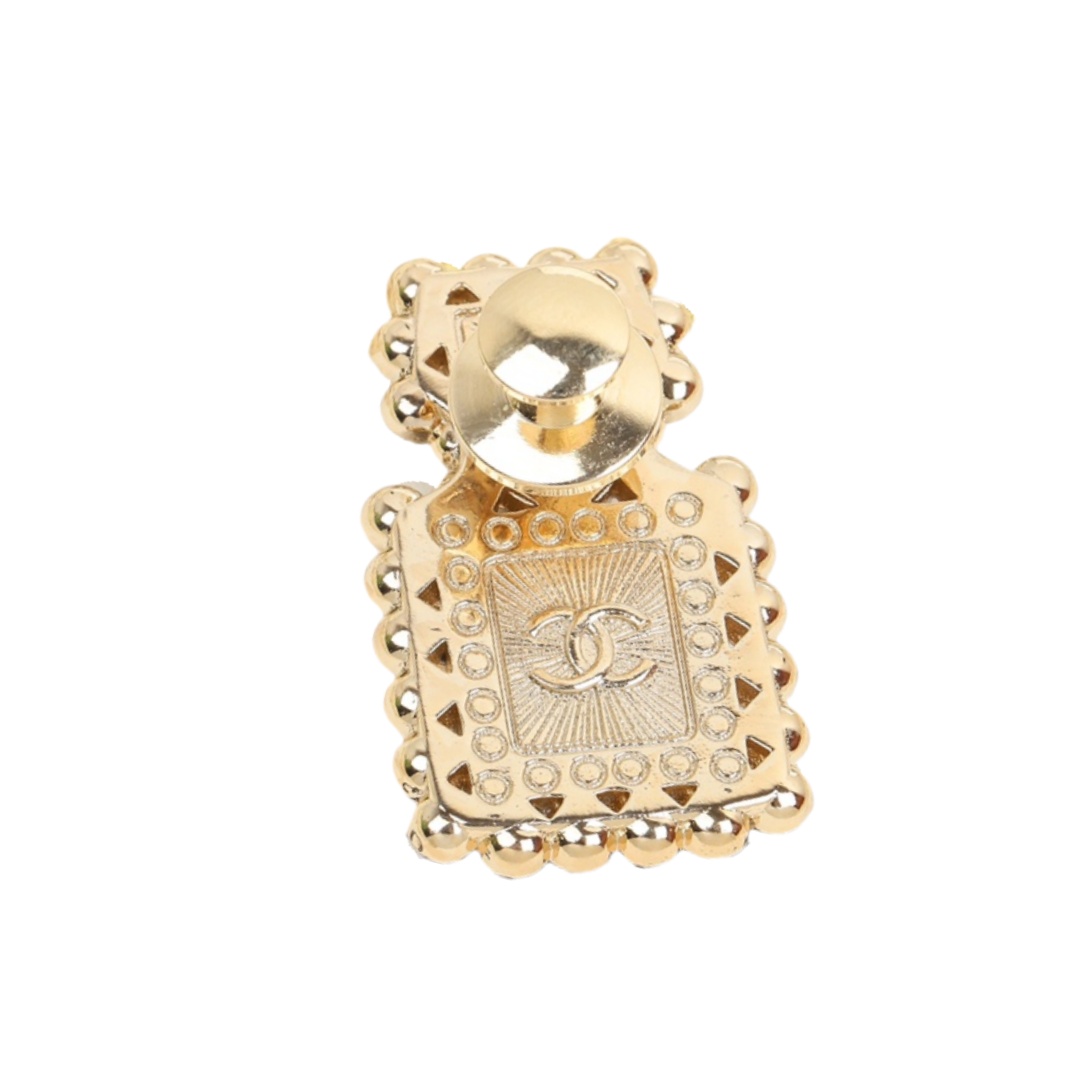 BCB194 Crtstal and Pearl perfume bottle with CC logo brooch - ccjewelryacc