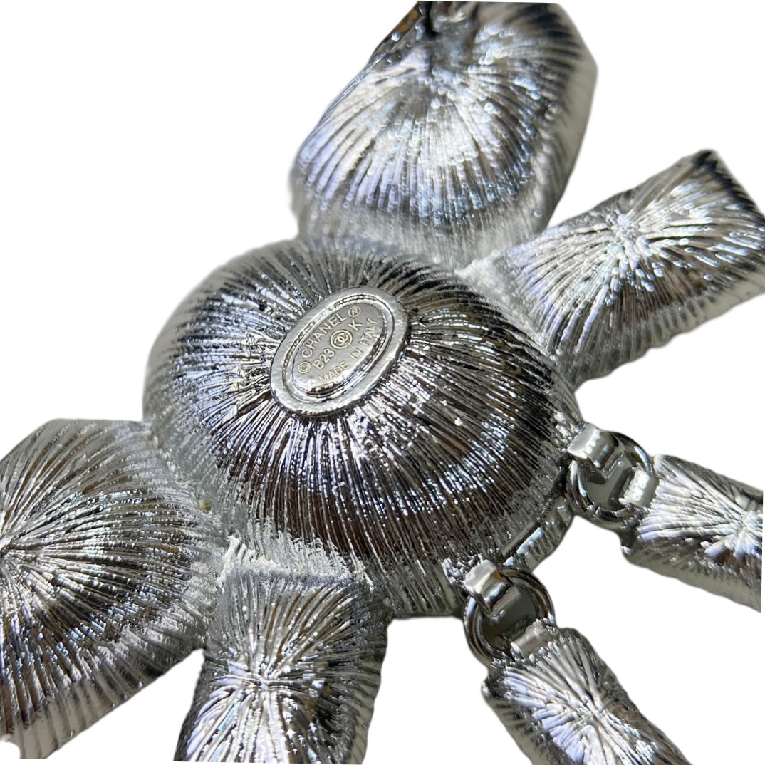 BCB229 23k Black and white crystal bow tassels cc logo brooch pin - ccjewelryacc