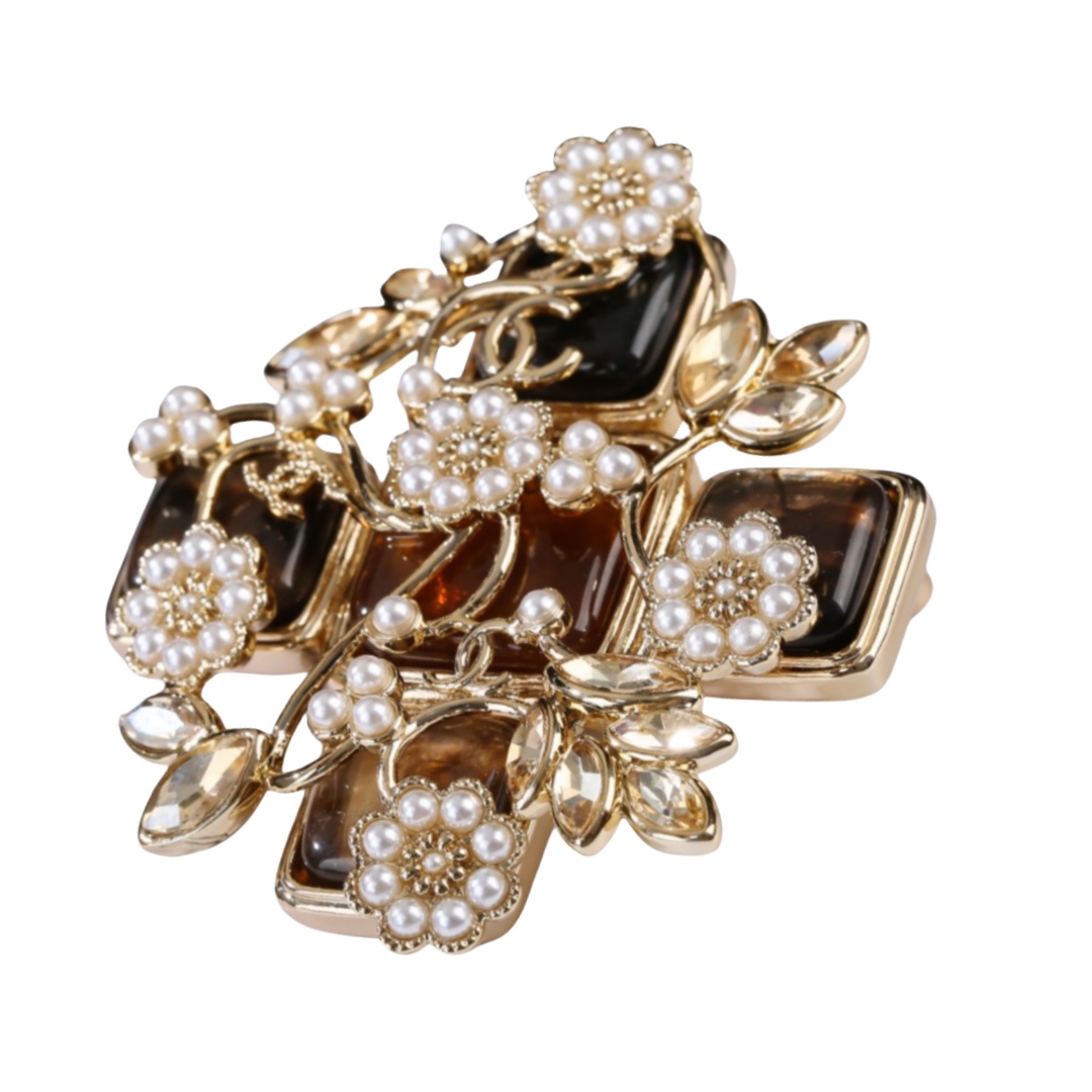 BCB477 Vintage cross with pearl flower brooch pin - ccjewelryacc