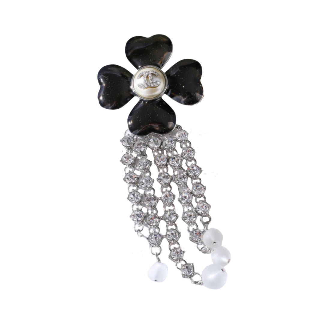BCB467 Four Leaf Clover Flower tassels cc brooch pin - ccfashionjewelry
