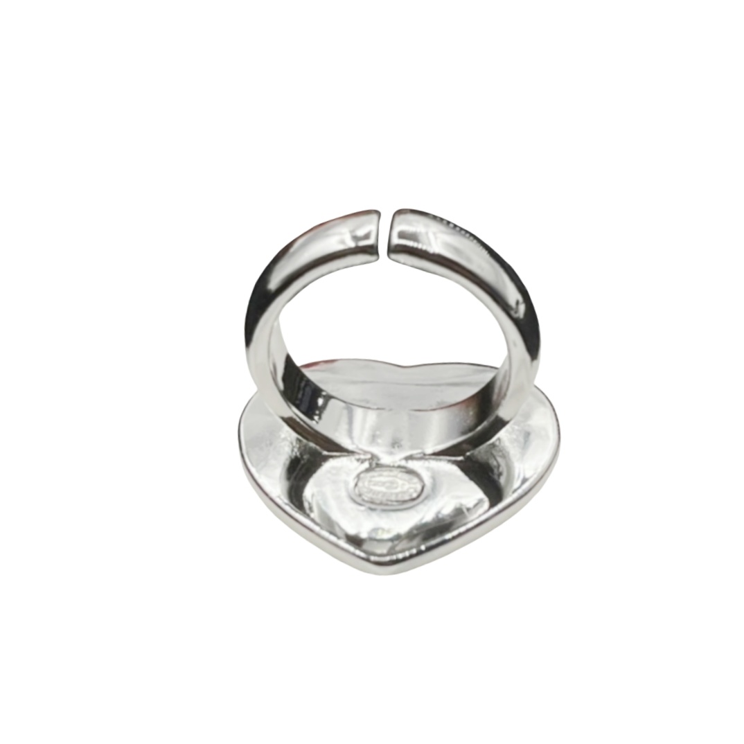 CCR031 White Heart with crystal CC logo ring - ccjewelryacc