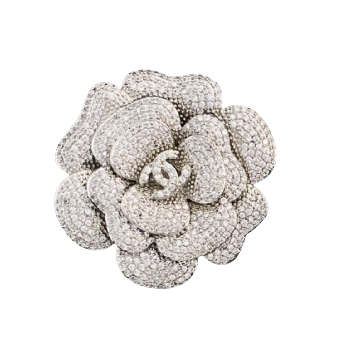 BCB174 Full crystal Camellia CC brooch Pin - ccjewelryacc