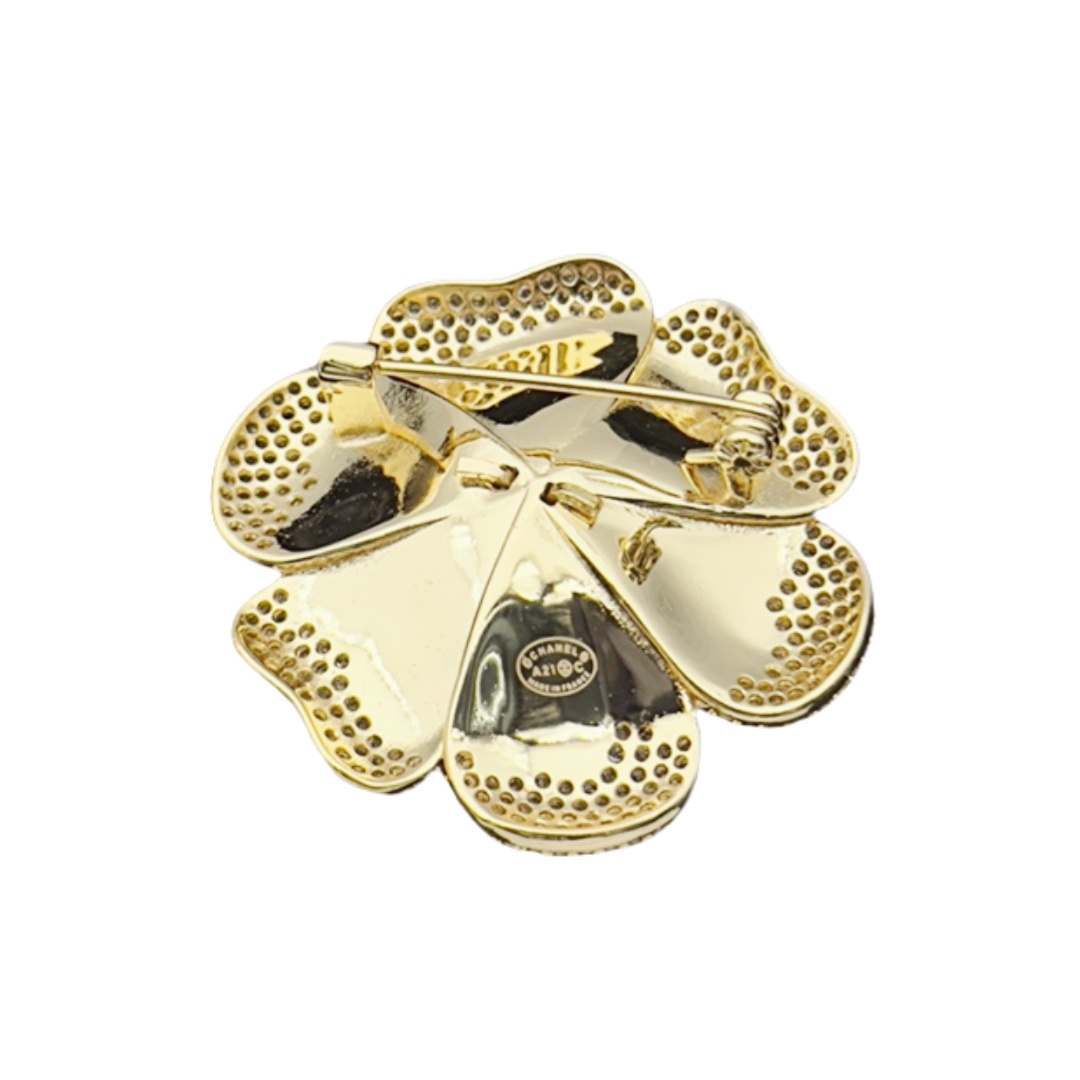 BCB174 Full crystal Camellia CC brooch Pin - ccjewelryacc