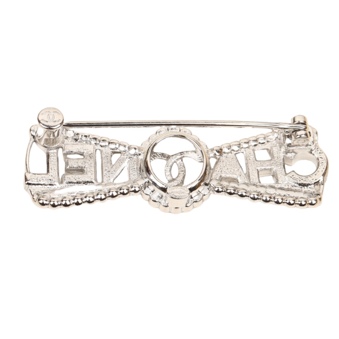 BCB163 Full crystal bow with CC logo brooch pin - ccjewelryacc