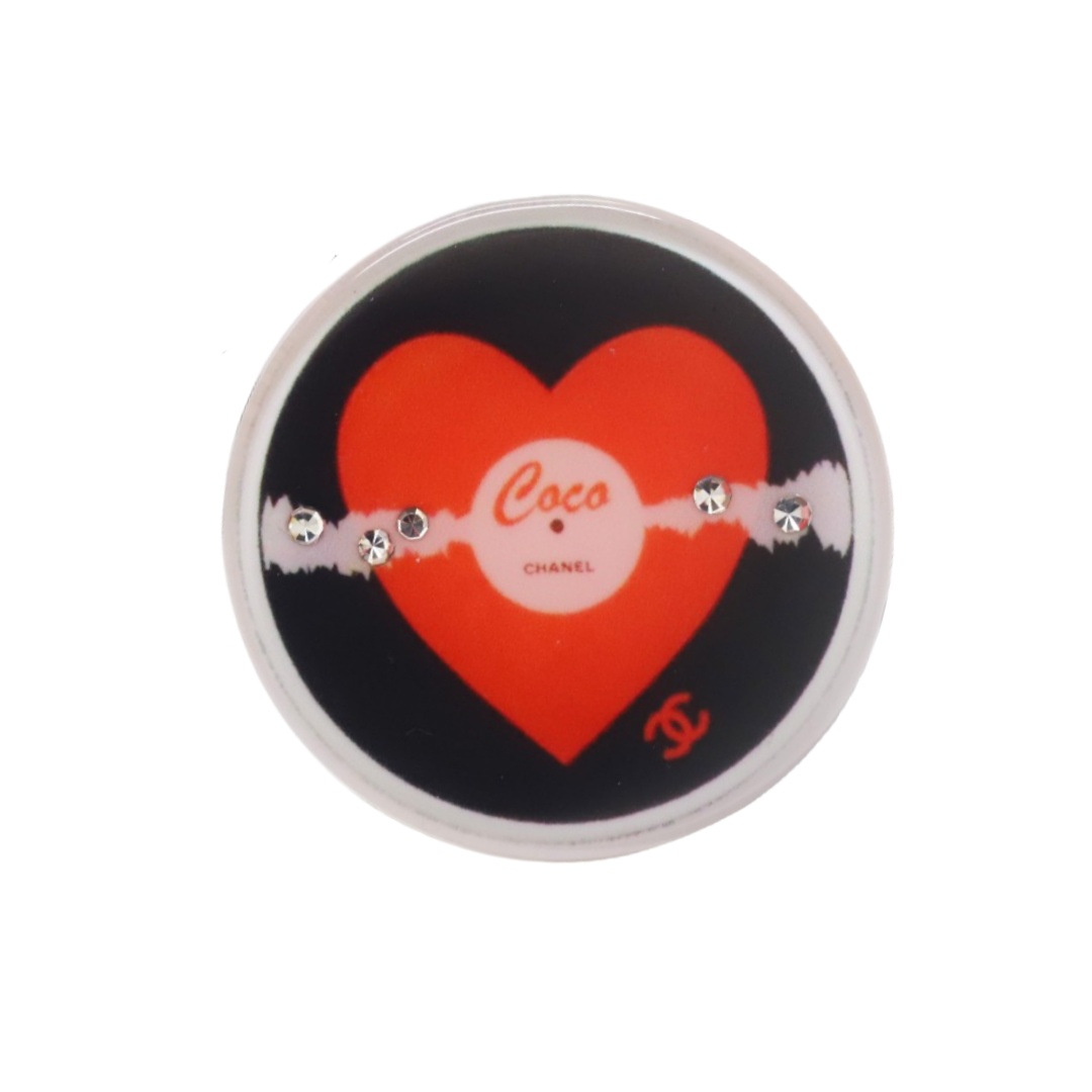 BCB262 Round acrylic coco Love heart crystal brooch pin - ccfashionjewelry
