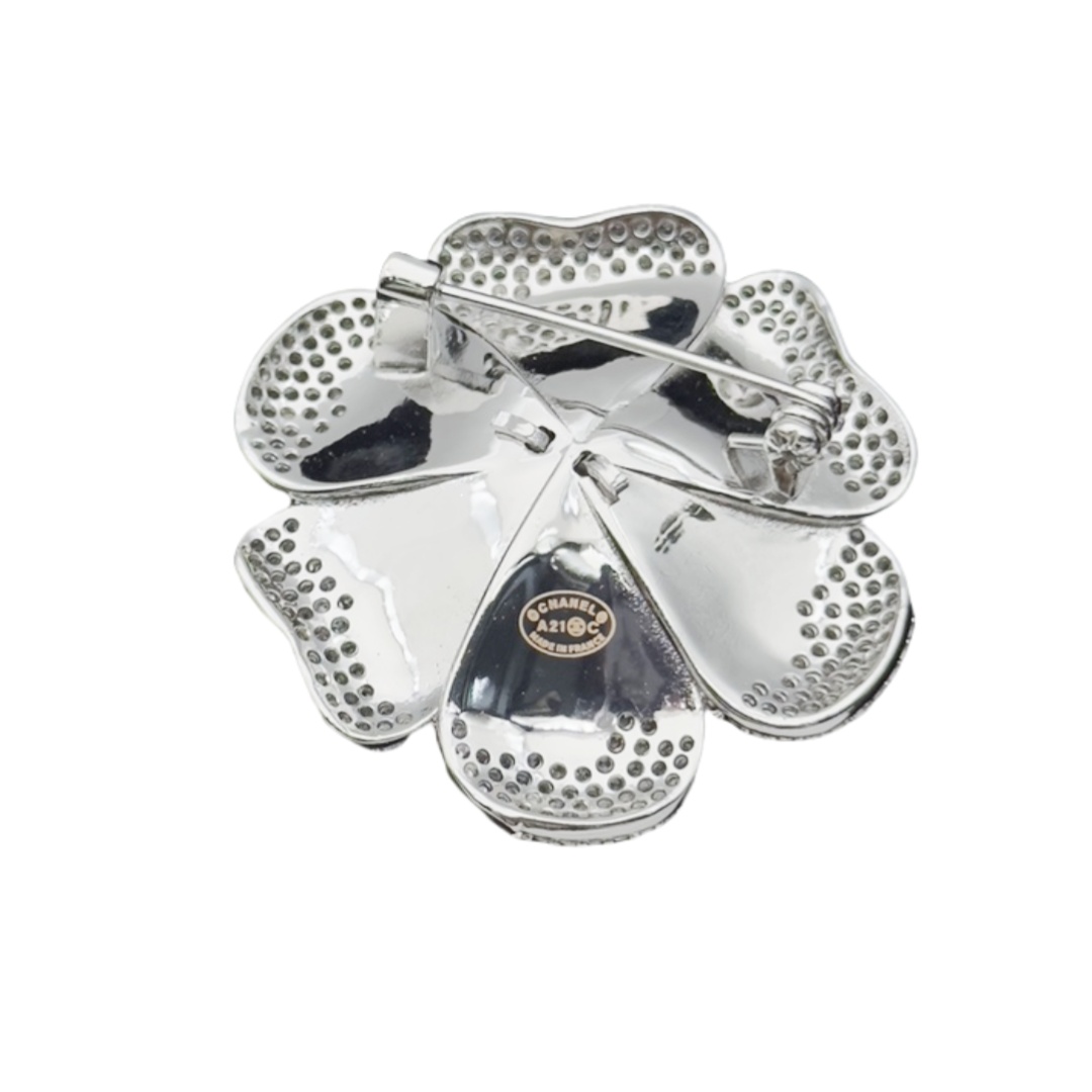 BCB174 Full crystal Camellia CC brooch Pin - ccjewelryacc