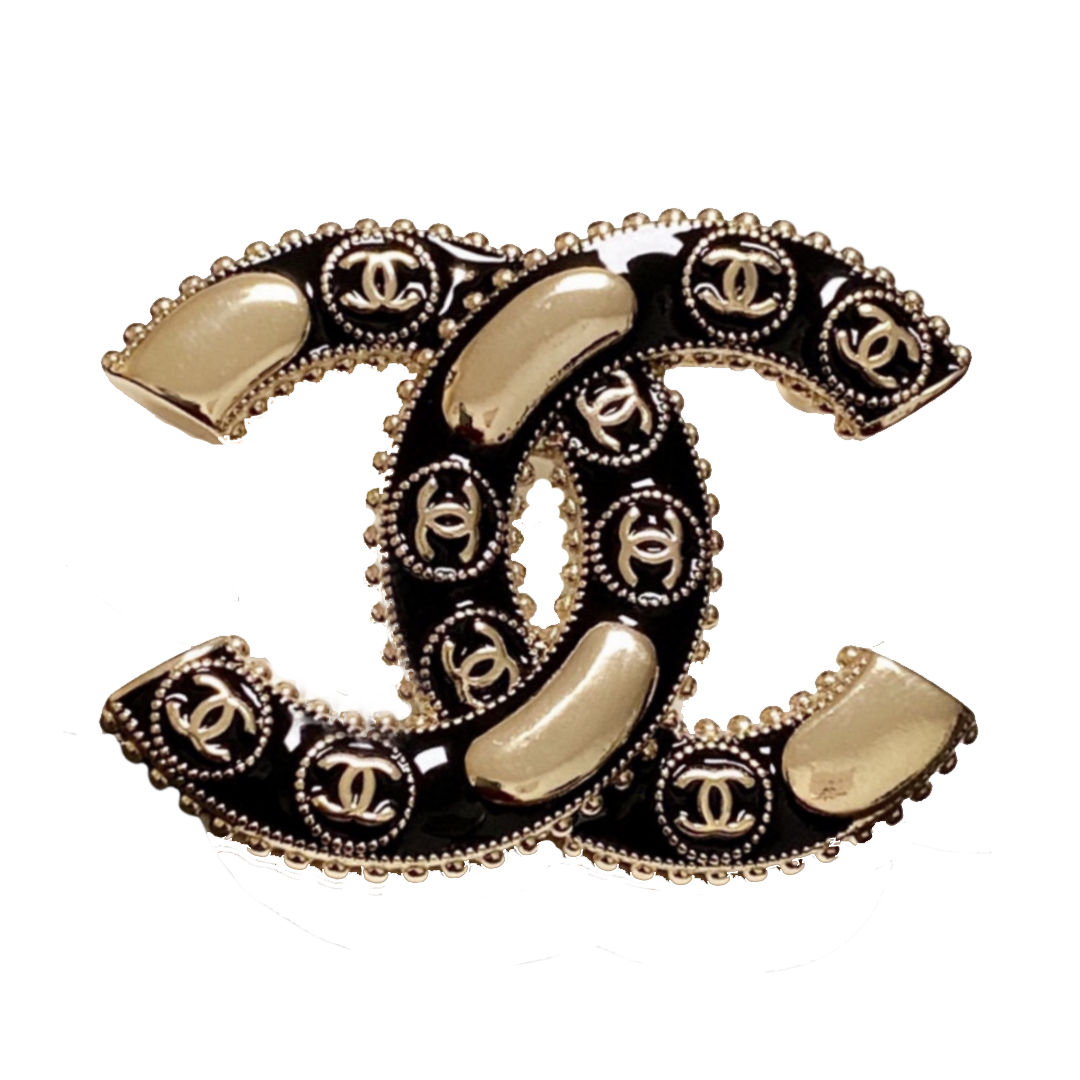 BCB188 Black enamel CC Logo brooch - ccjewelryacc