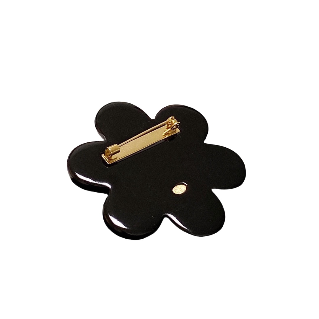 BCB490 Acrylic Flower brooch pin with cc logo - ccjewelryacc