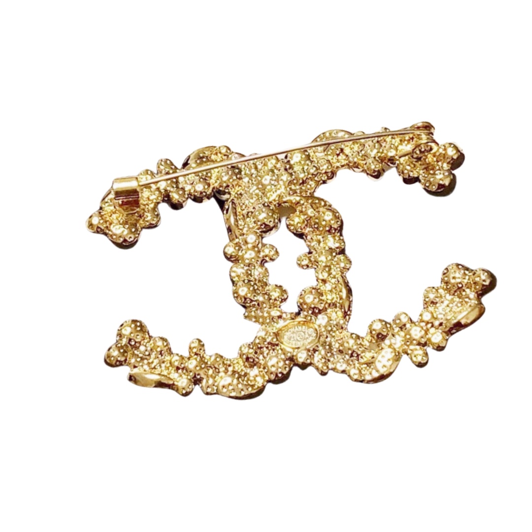 BCB004 Crystal and pearl flower CC brooch pin - ccjewelryacc