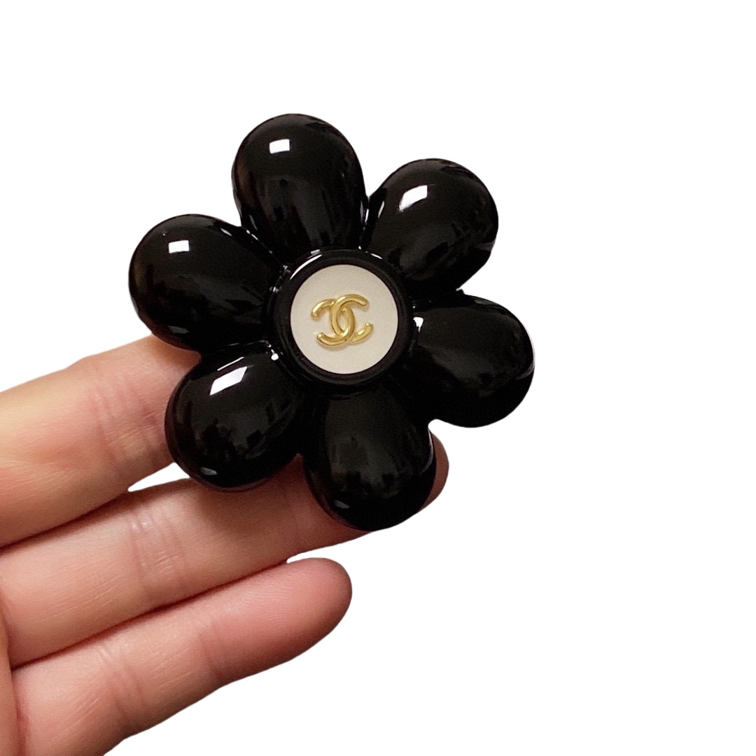 BCB490 Acrylic Flower brooch pin with cc logo - ccjewelryacc